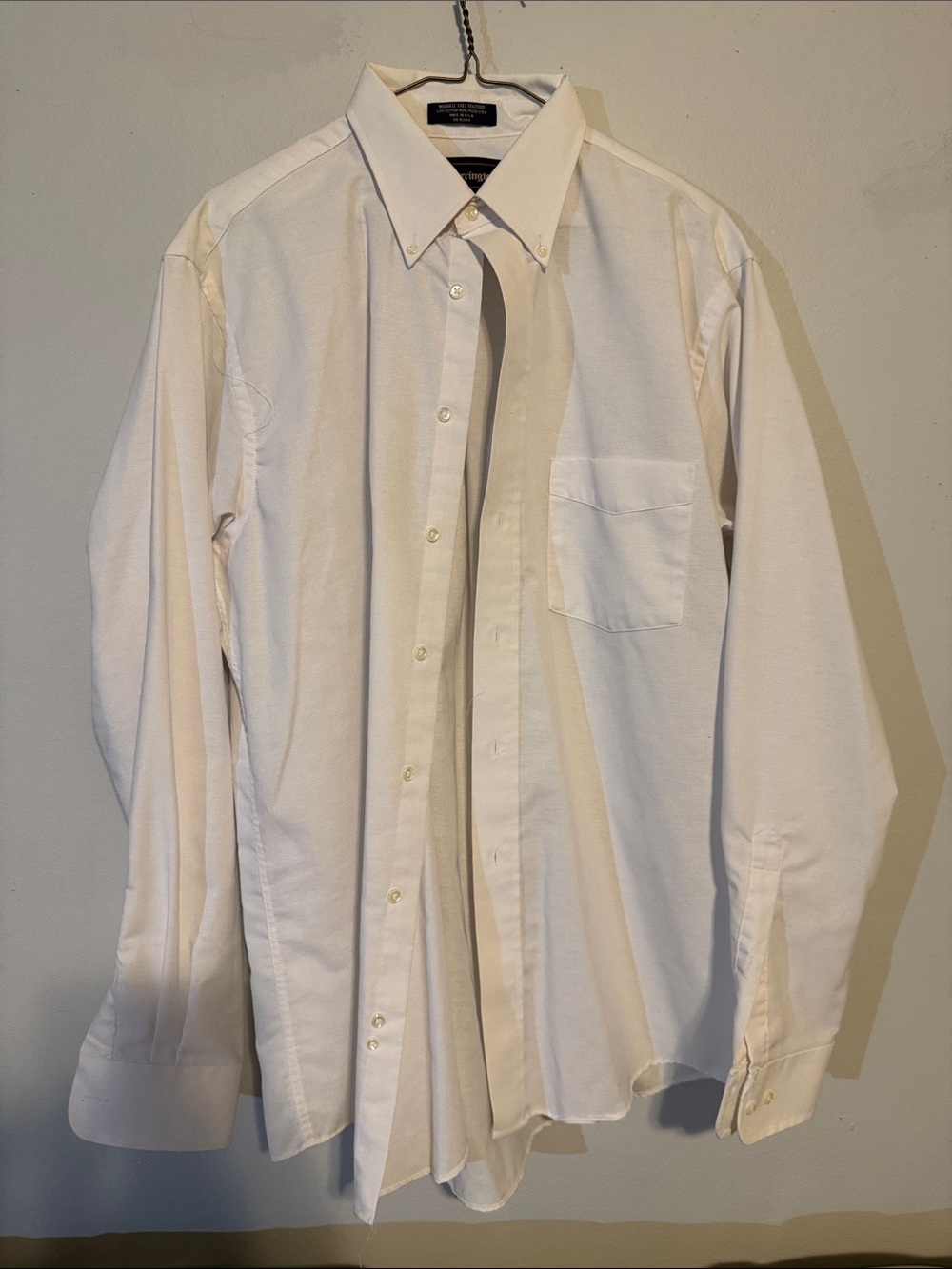 Men's Button-Down Dress Shirt with Chest Pocket - White